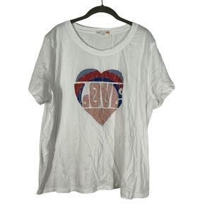 C & C California Scoop Neck Short Sleeve White Love Casual Top Size 3X